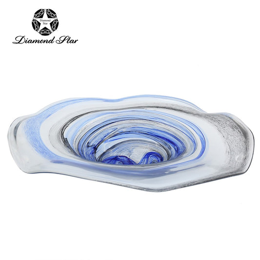 Glass Blue and White Wall Disc