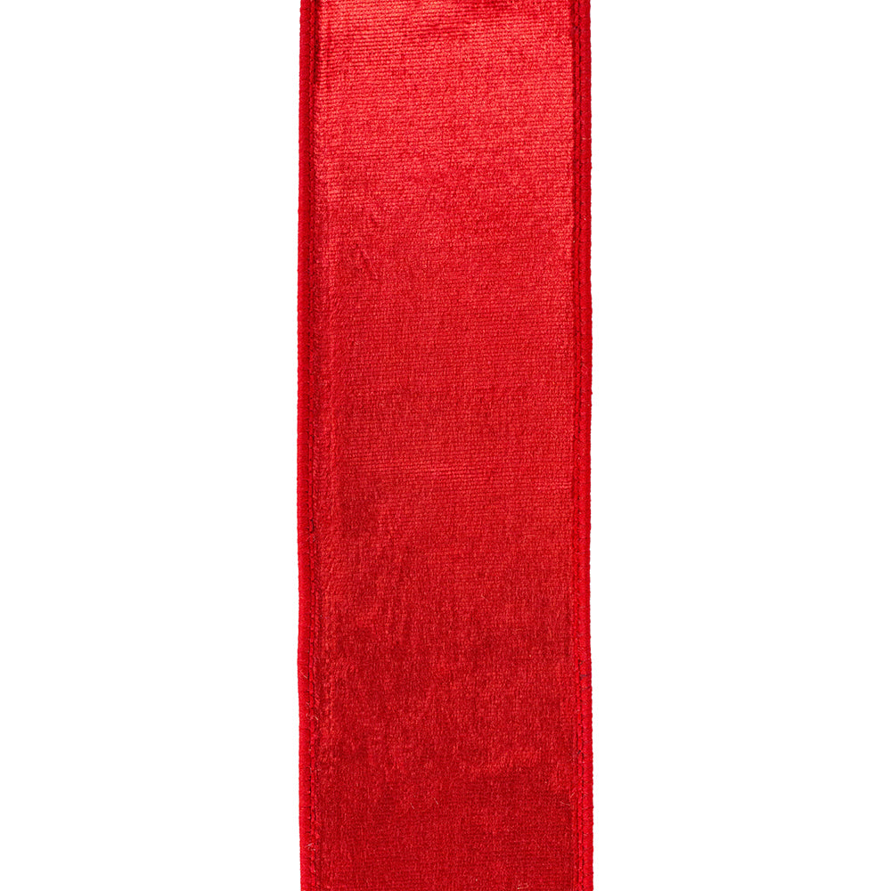 Red Plush Velvet Wired Ribbon 2.5in