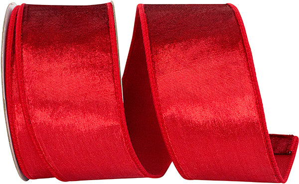 Red Plush Velvet Wired Ribbon 2.5in