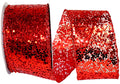 Red Sequin Glitter Wired Ribbon 2.5in