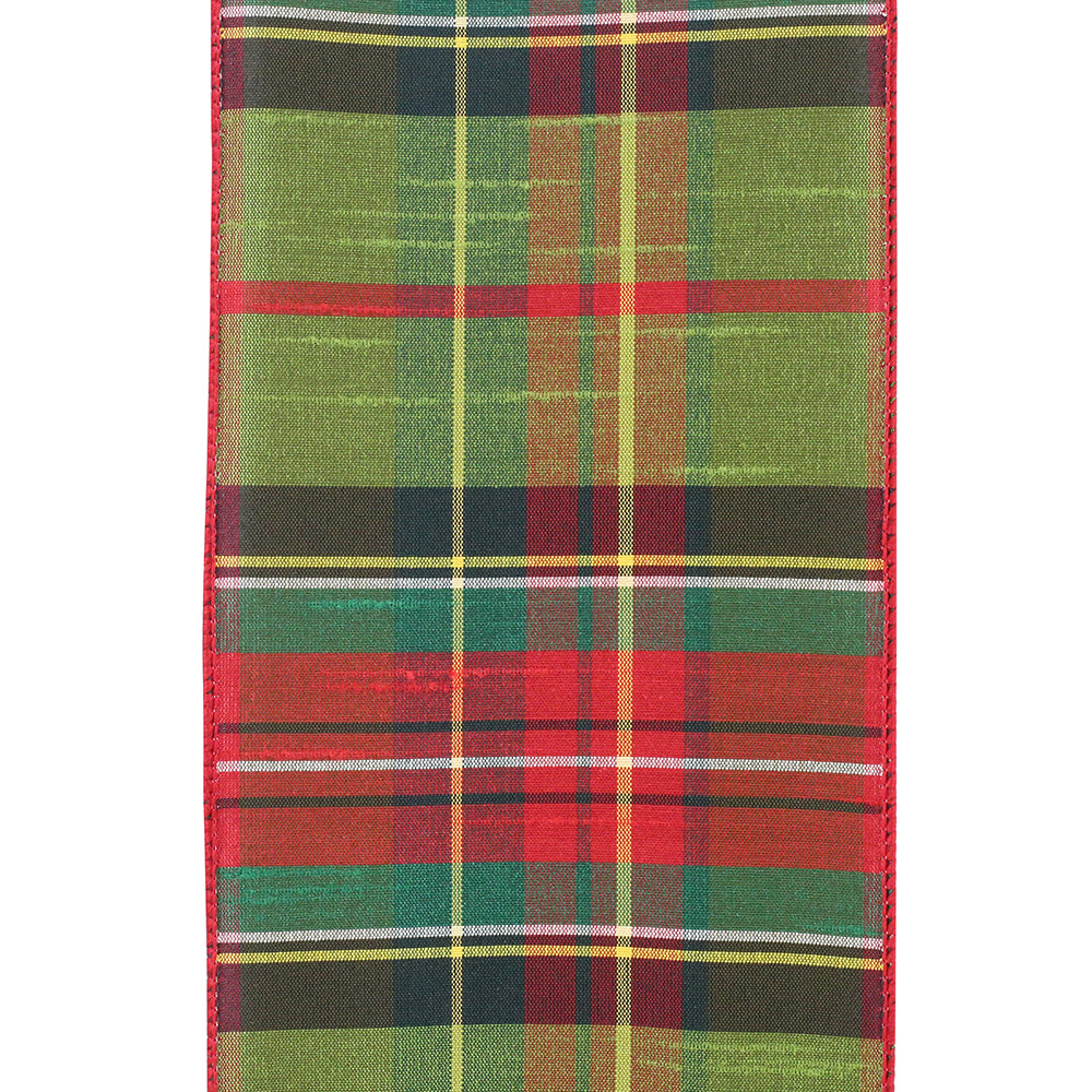 Greensboro Plaid Wired Ribbon 4in