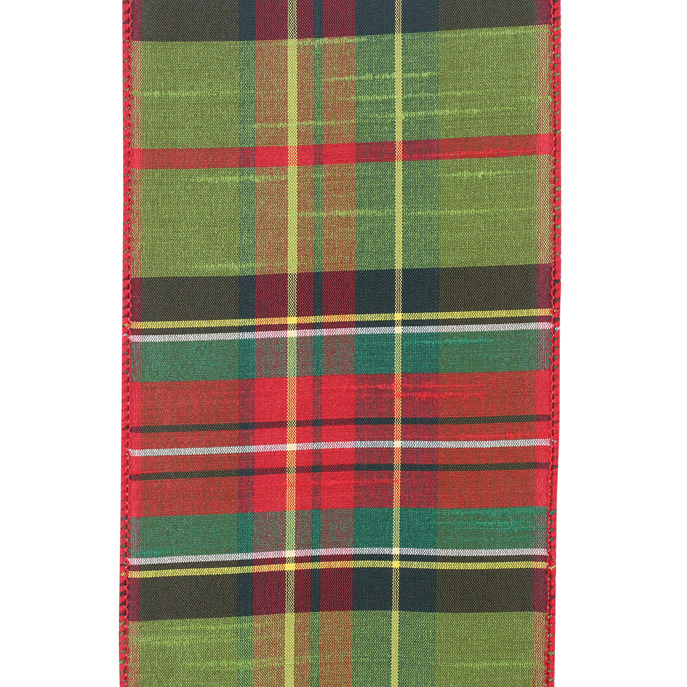 Greensboro Plaid Wired Ribbon 4in