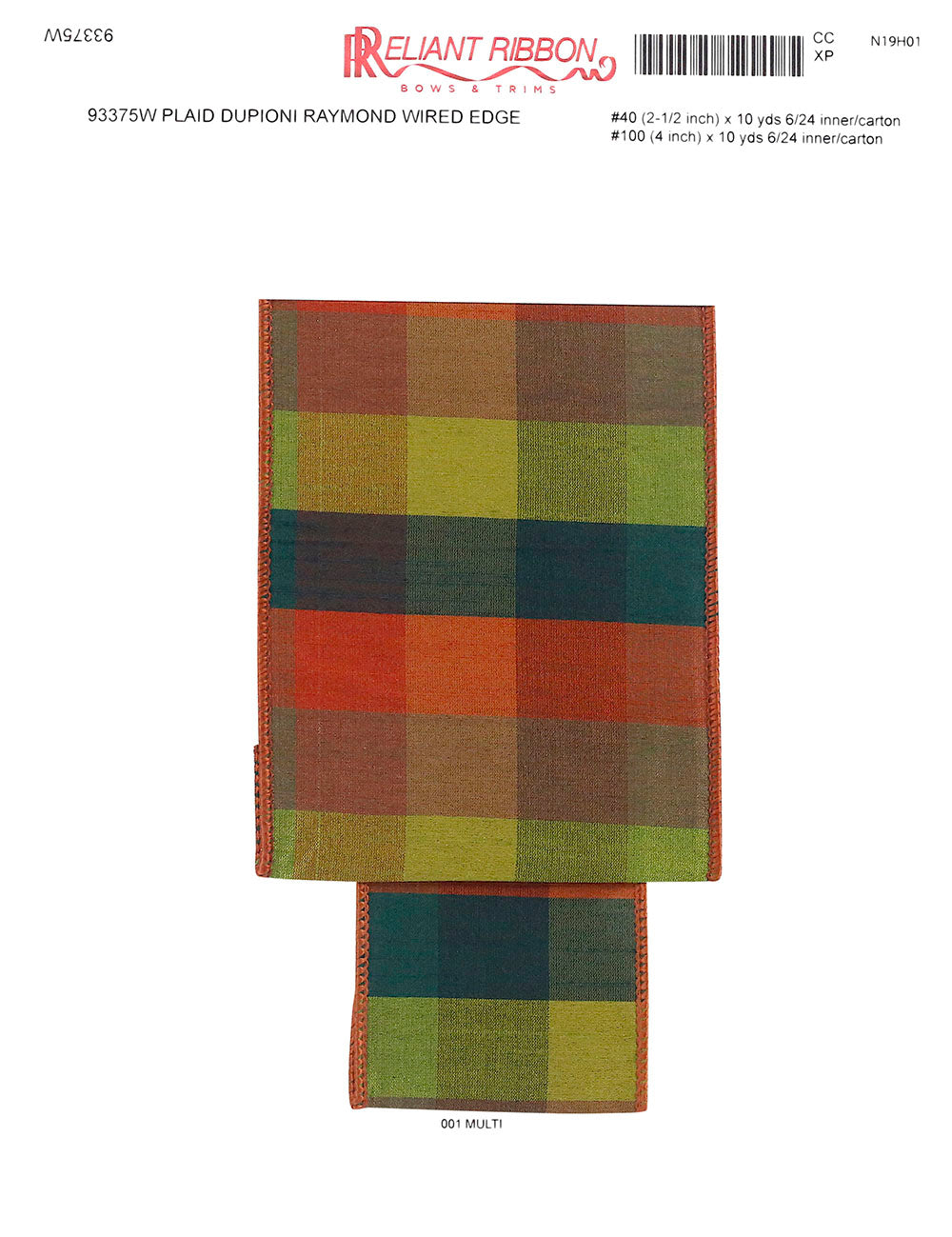 Plaid Raymond Wired Ribbon