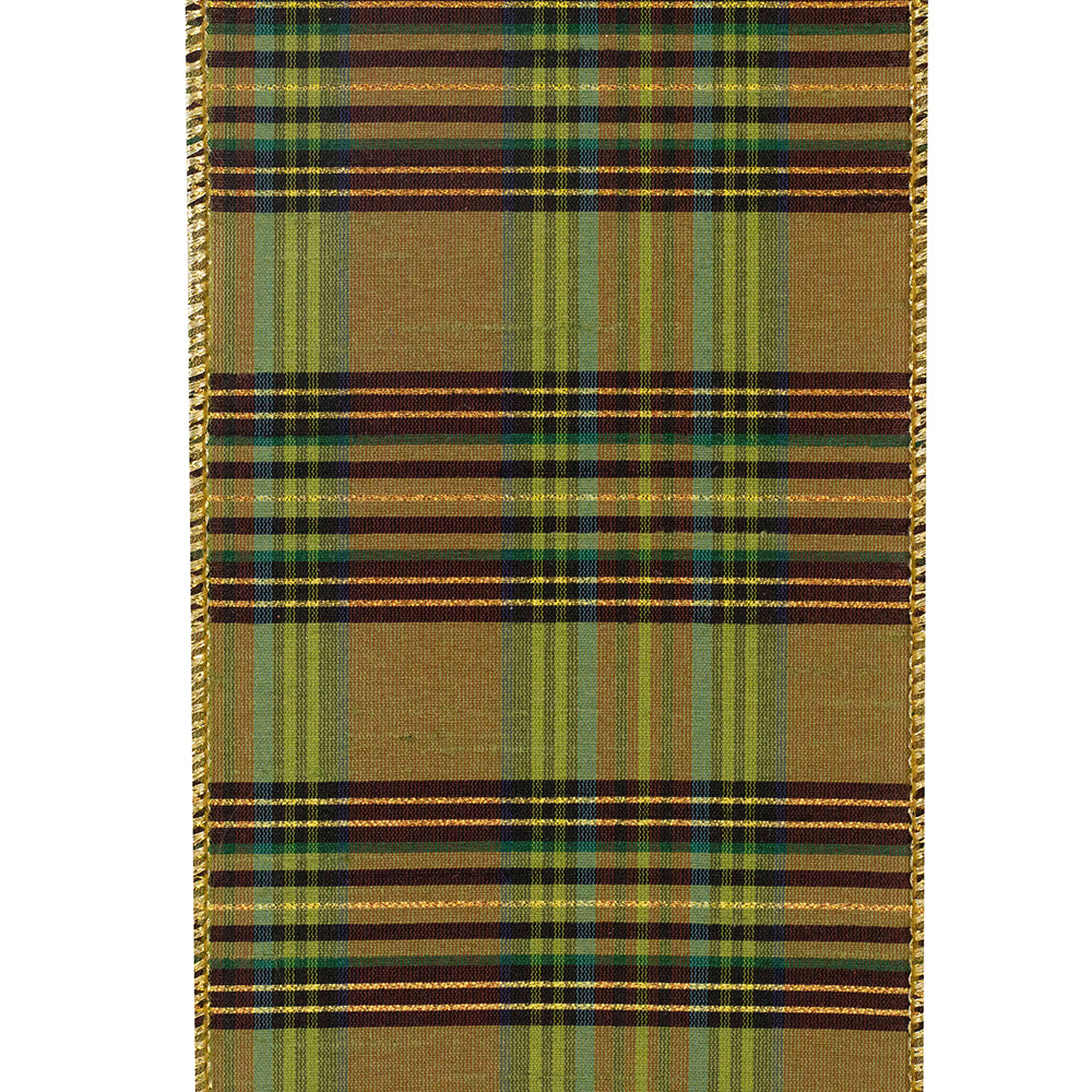 Moss Grandisimo Plaid Wired Ribbon 4in