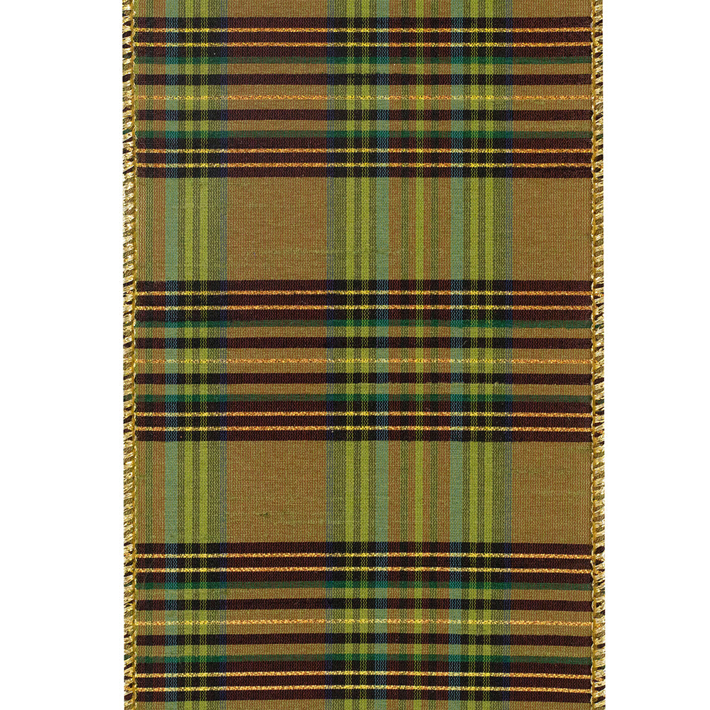 Moss Grandisimo Plaid Wired Ribbon 4in