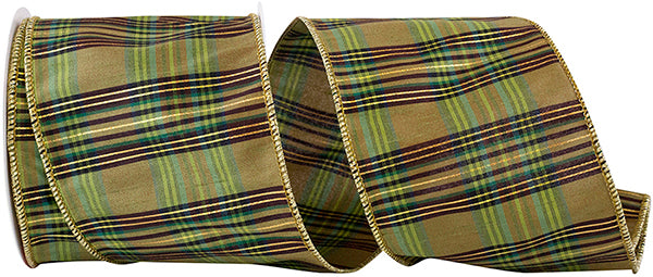 Moss Grandisimo Plaid Wired Ribbon 4in