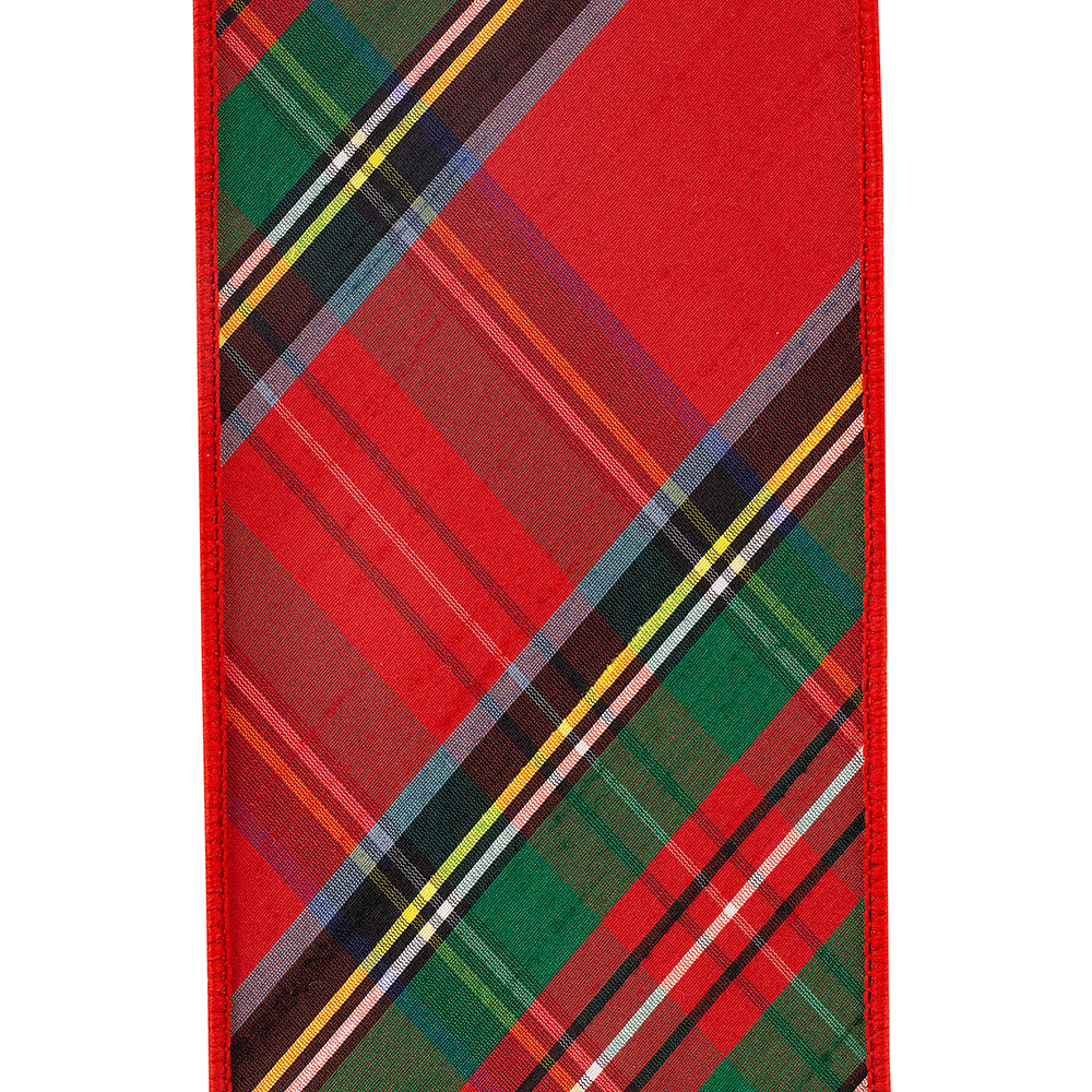Plaid Luxe Red Wired Ribbon 4in