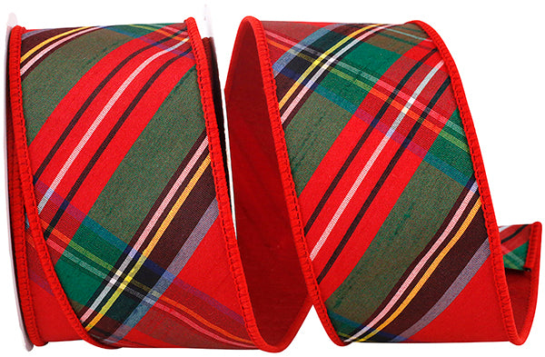 Plaid Luxe Red Wired Ribbon 2.5in