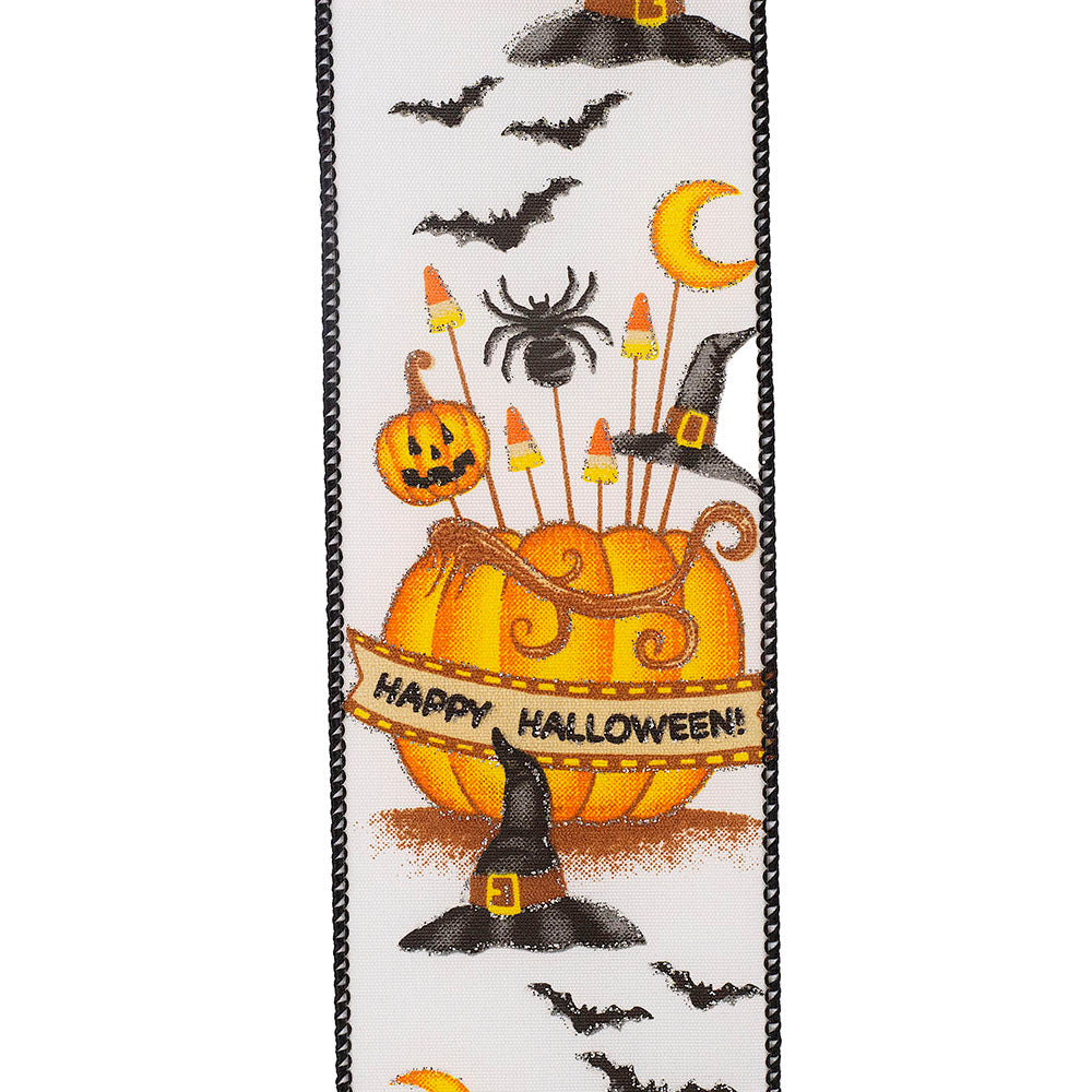 Witches Hat & Pumpkins Ribbon 2.5in