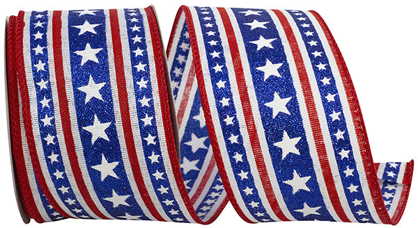 Stars & Glitter Stripes Wired Edge 2.5"