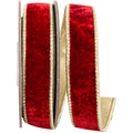 Red/Gold Velvet Deluxe Wired Ribbon 1in