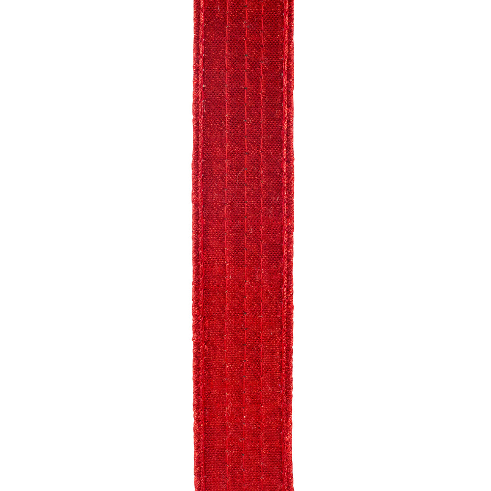 Red/Green Glitter Stripe Wired Ribbon 1in