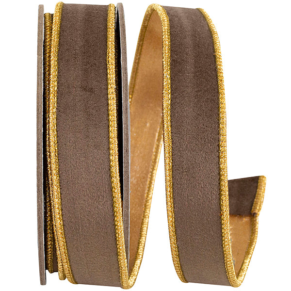 Velvet Touch Brown & Gold Ribbon 1in