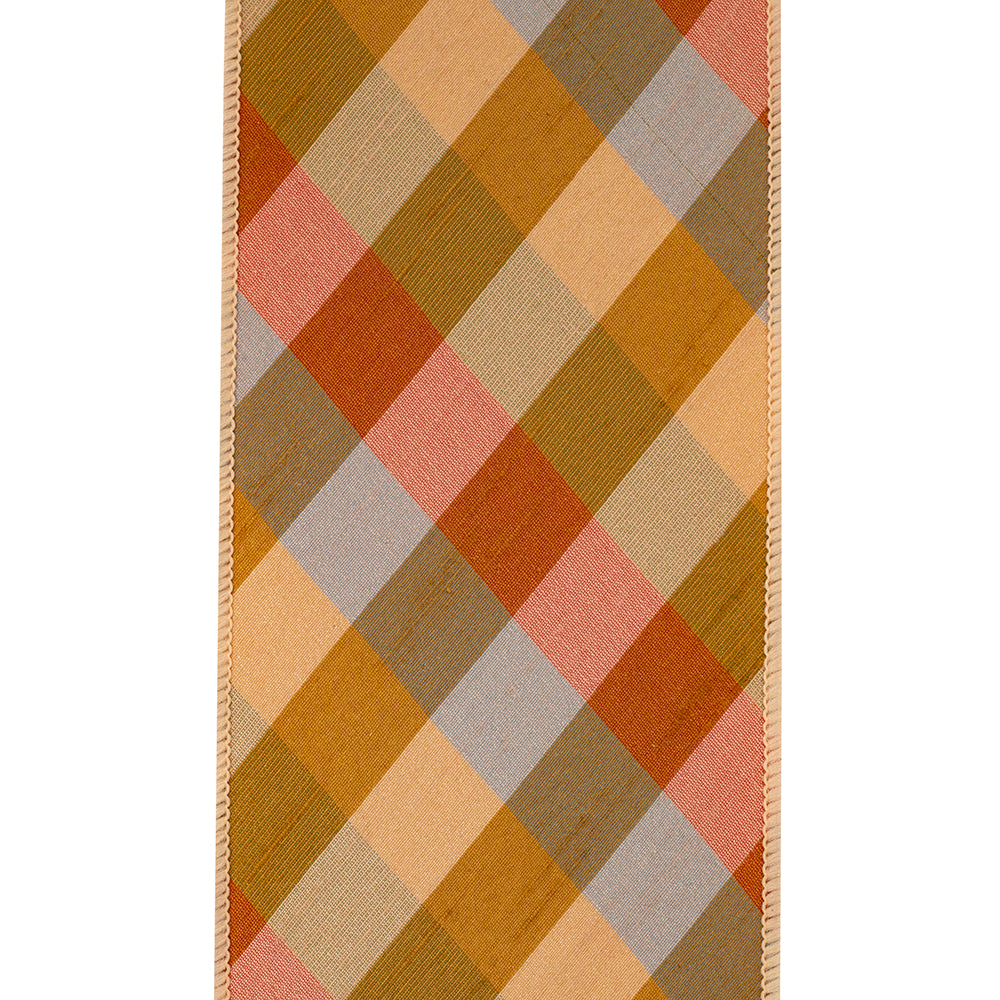Plaid Diagonal Agusta Tonal Ribbon 4in
