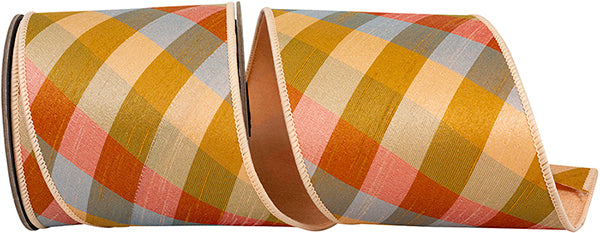 Plaid Diagonal Agusta Tonal Ribbon 4in