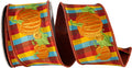 Pumpkin Embroidery Plaid Ribbon 2.5in