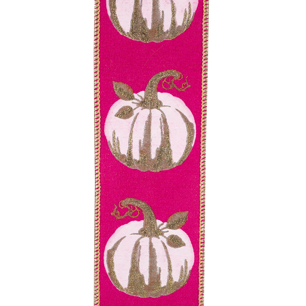 White Pumpkin Pink Ribbon 2.5"