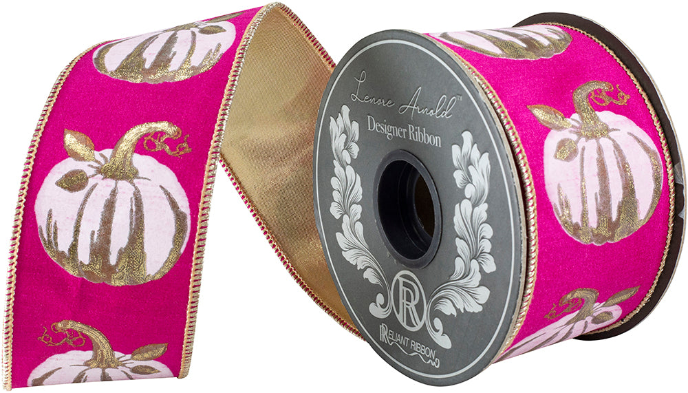 White Pumpkin Pink Ribbon 2.5"