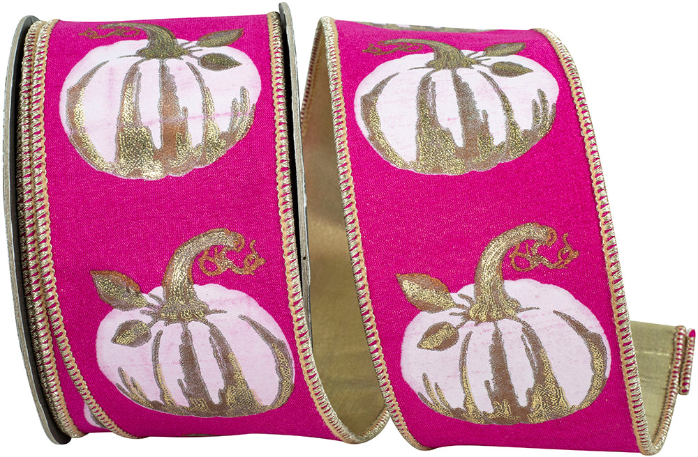 White Pumpkin Pink Ribbon 2.5"