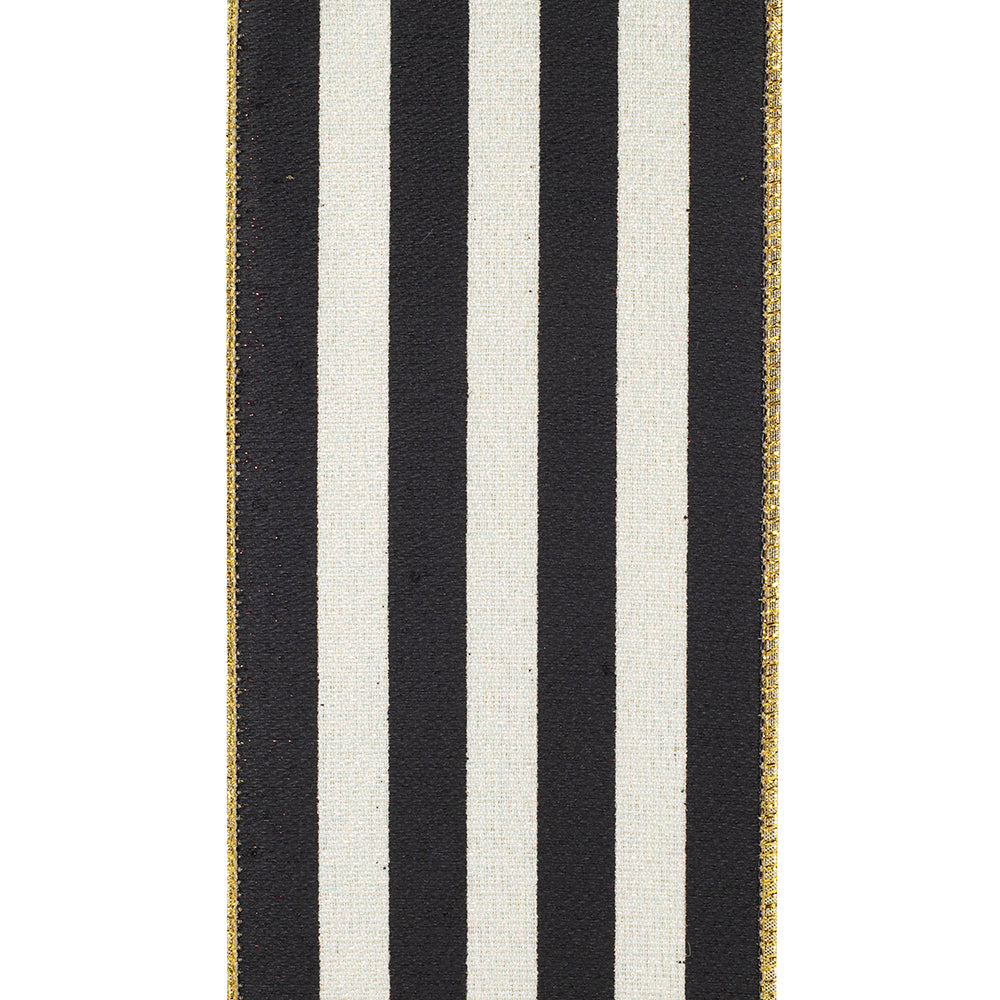 Black & White Striped Ribbon 4"