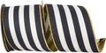 Black & White Striped Ribbon 4"
