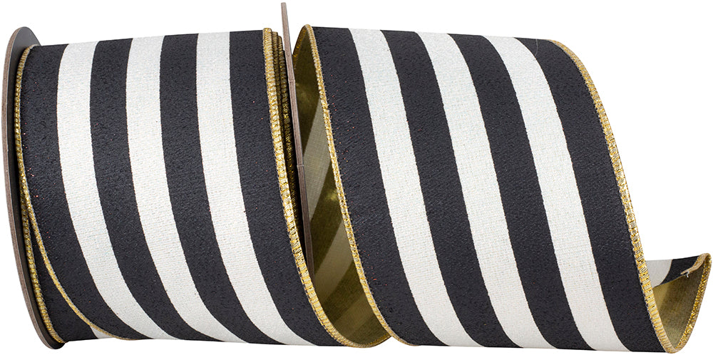 Black & White Striped Ribbon 4"