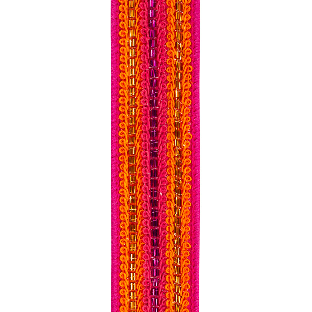 Fuchsia Orange Beaded Ribbon 1.5"