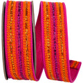 Fuchsia Orange Beaded Ribbon 1.5"
