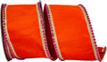 Orange w/ Fuchsia Beads Ribbon 4"