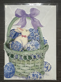 White Bunny Basket Easter Card