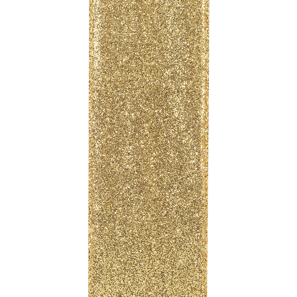 Gold Glitter Metallic Wired Ribbon 2.5in