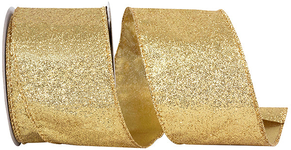 Gold Glitter Metallic Wired Ribbon 2.5in