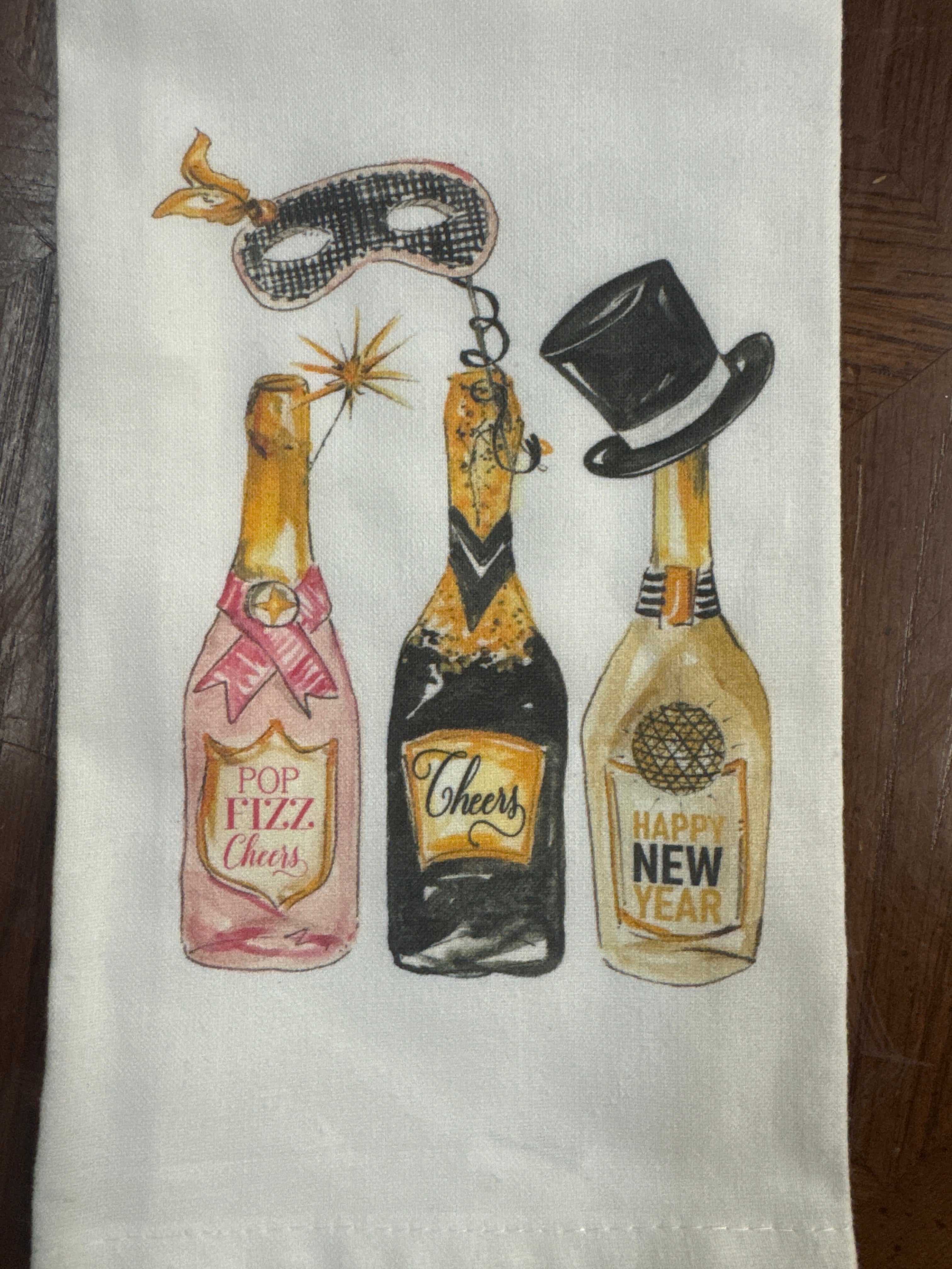 Handpainted Party Champagne Tea Towel