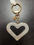 Silver Glitter Heart Keychain