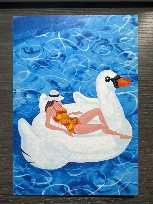 Swan Pool Float Birthday Card