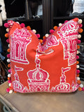 Pink & Orange Temple w/ Poms Pillow