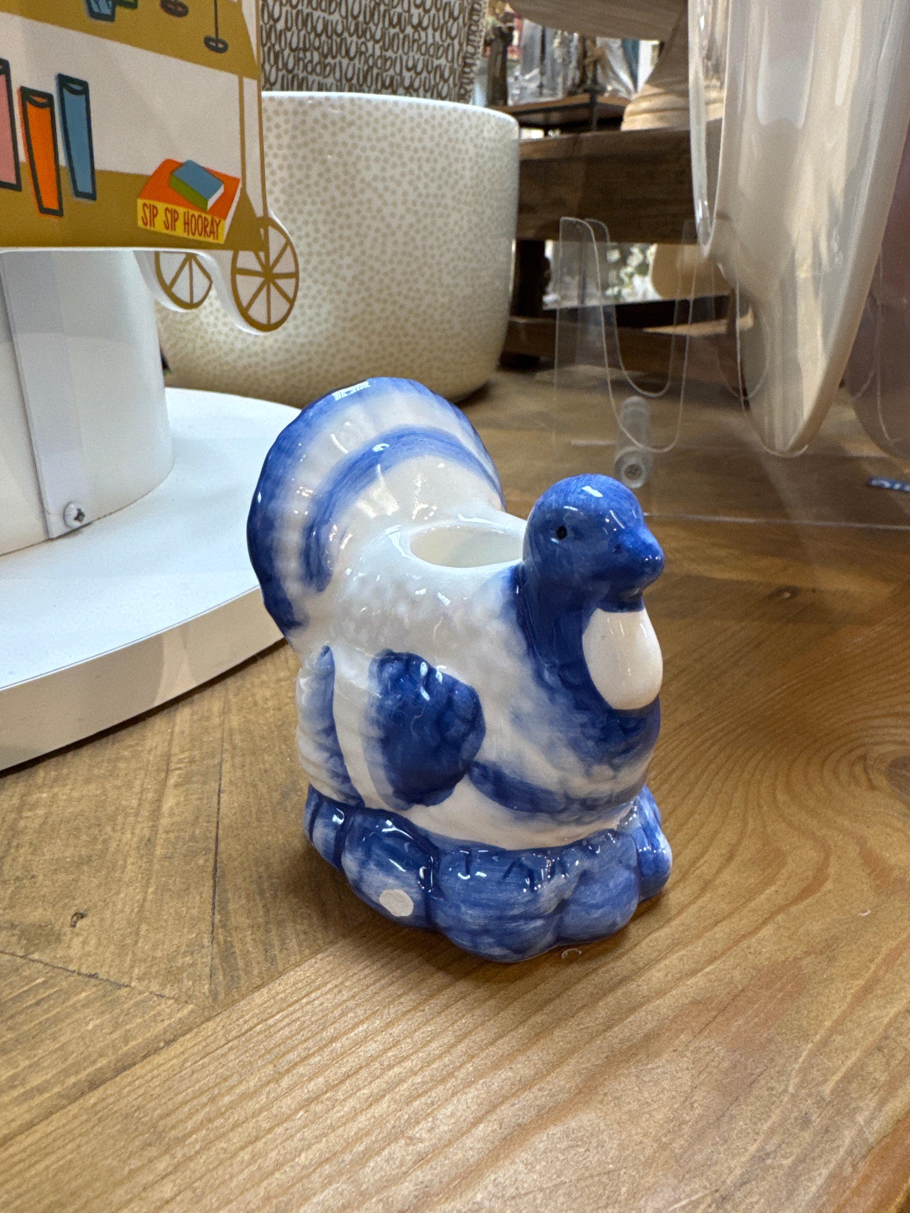 Blue & White Turkey Candleholder