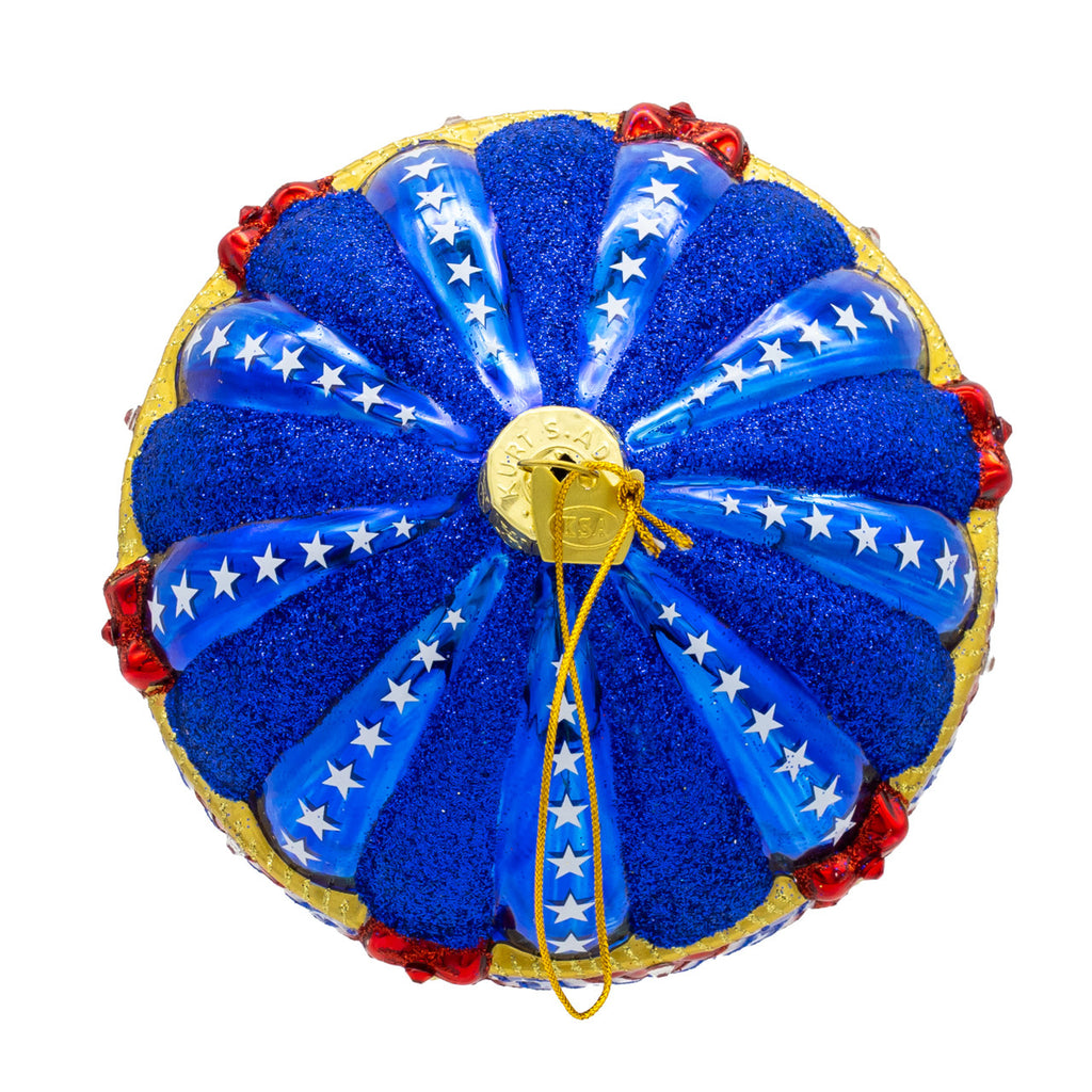 Bellissimo Glass Red, White & Blue Hot Air Balloon Ornament