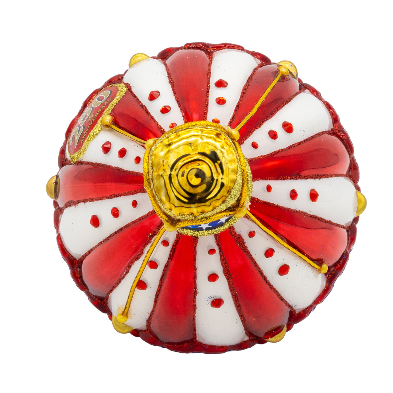 Bellissimo Glass Red, White & Blue Hot Air Balloon Ornament