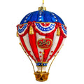 Bellissimo Glass Red, White & Blue Hot Air Balloon Ornament