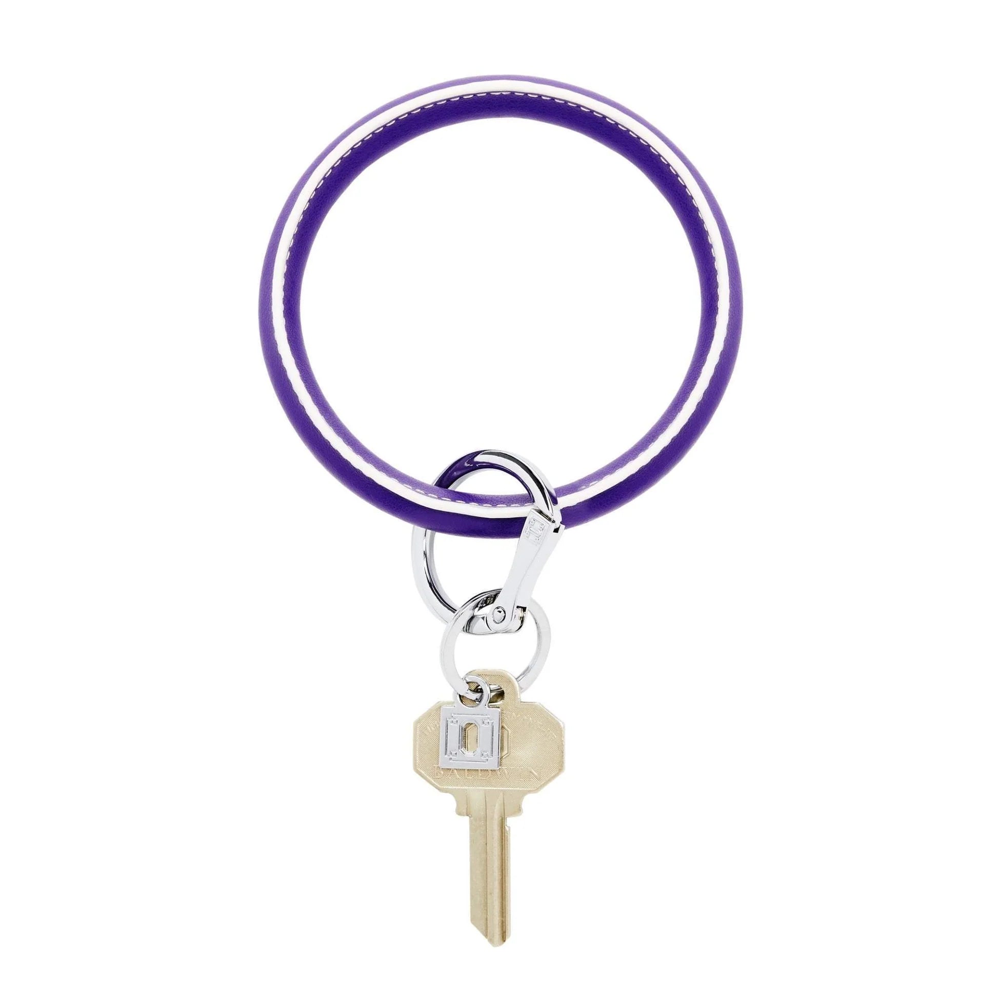 Leather Big O Key Ring, Deep Purple