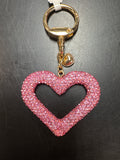 Pink Glitter Heart Keychain
