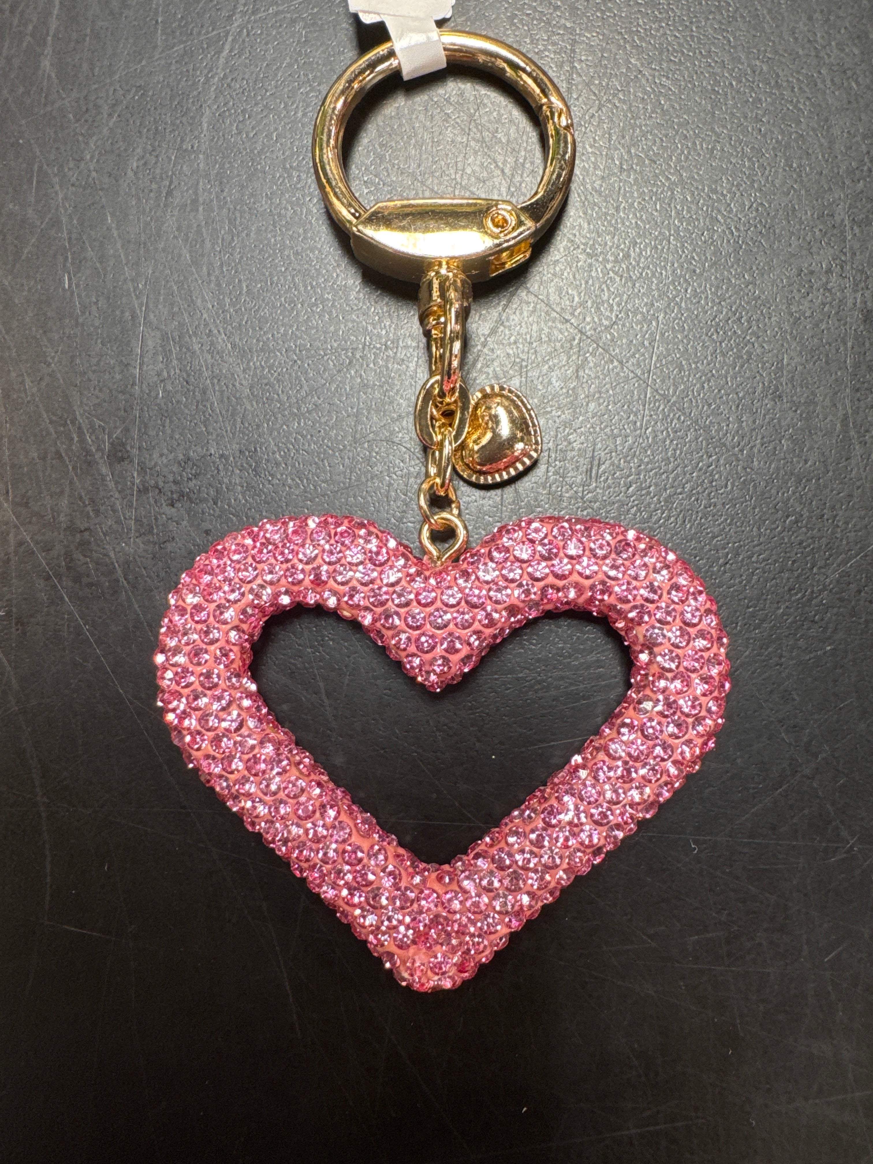 Pink Glitter Heart Keychain
