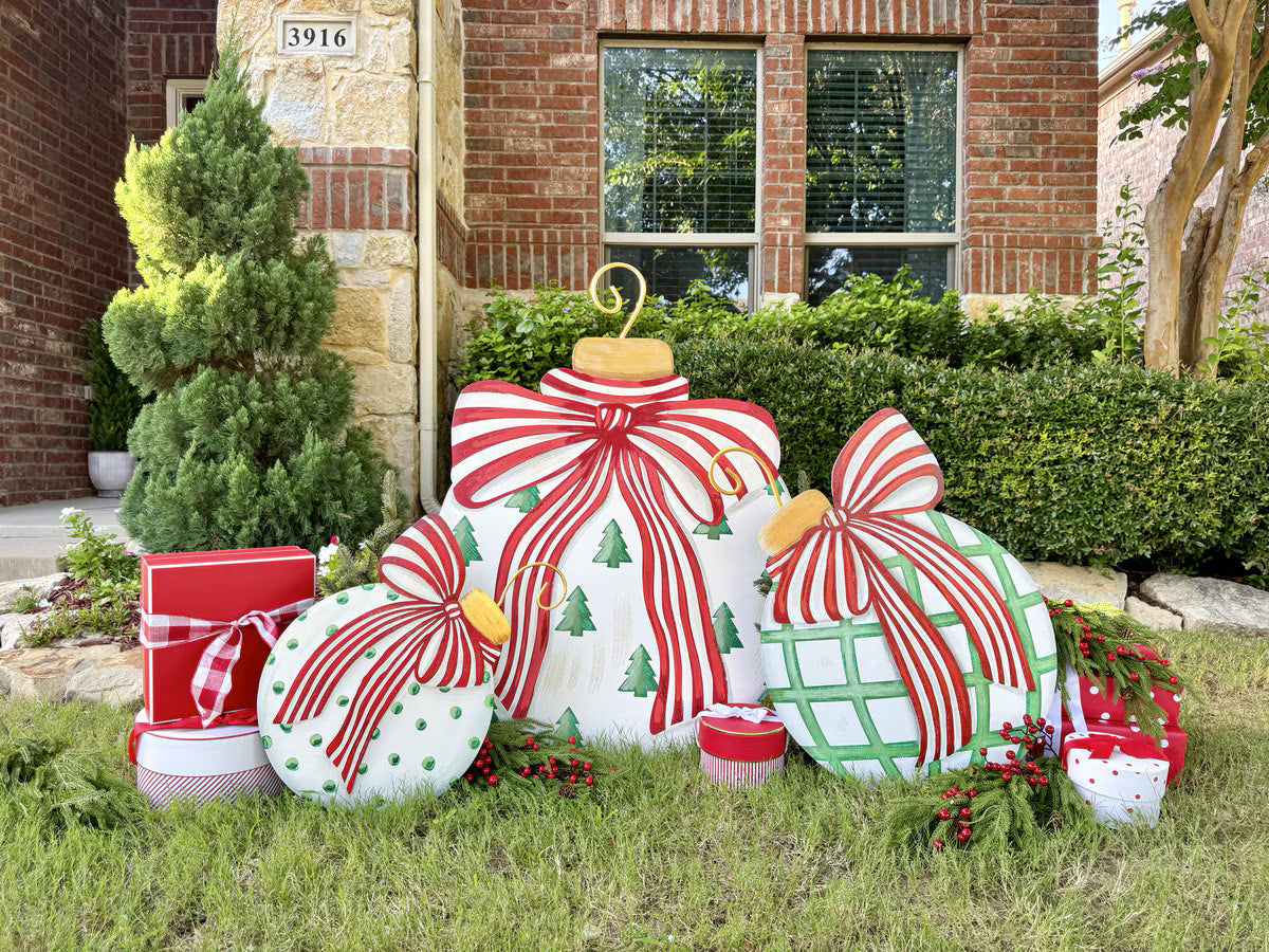 Modern Red, White & Green Ornament 1