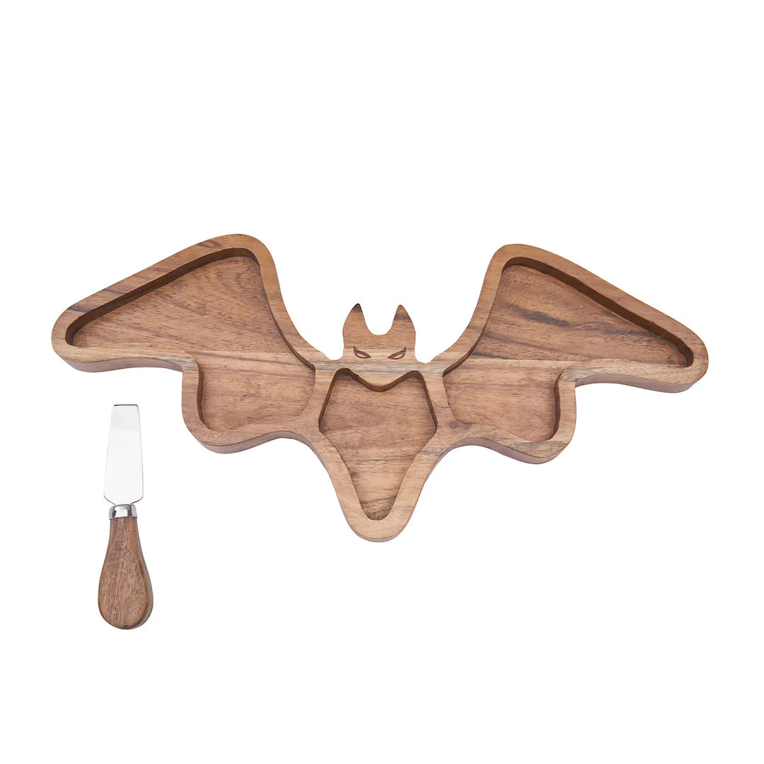 Bat Acacia Wood Serving Board & Spreader Set - Thumbnail 2