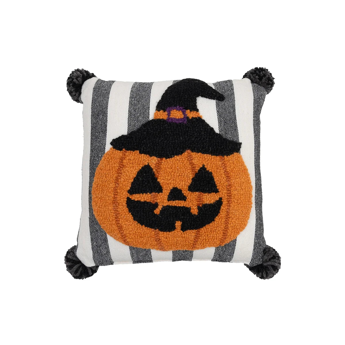 Pumpkin Head Hooked Woven Pillow