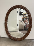Oval Teak Bamboo Mirror