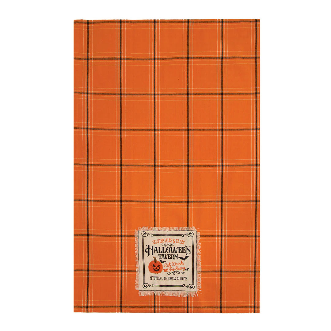 Halloween Tavern Plaid Kitchen Towel