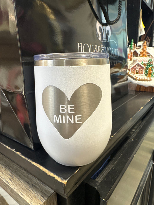White Valentine's Day Gift Be Mine Candy Heart Mug - 12 or 16 oz.