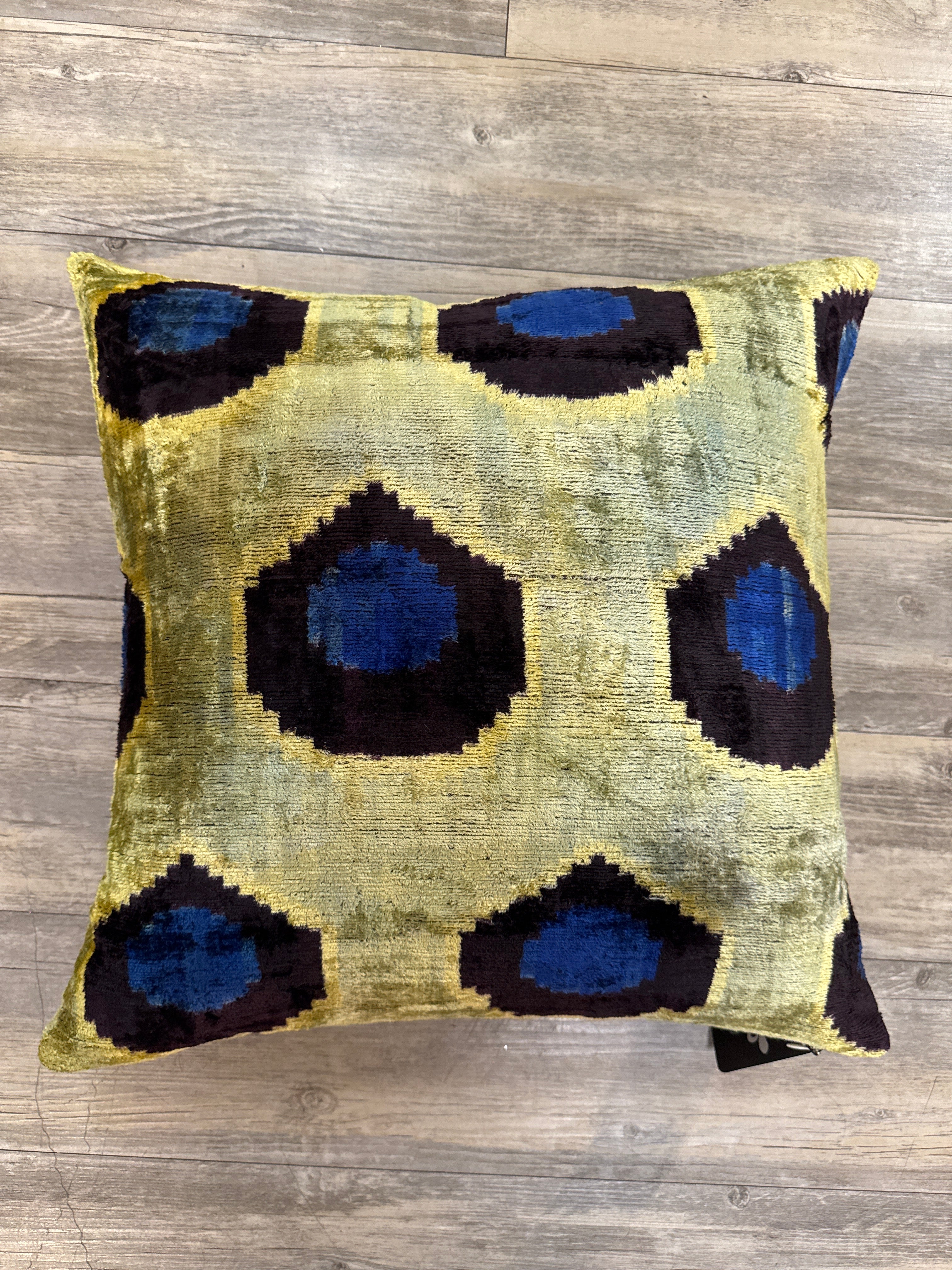 Green Ikat Silk/Velvet Pillow